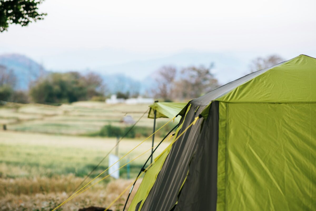 Tourist tent in camp in the mountain